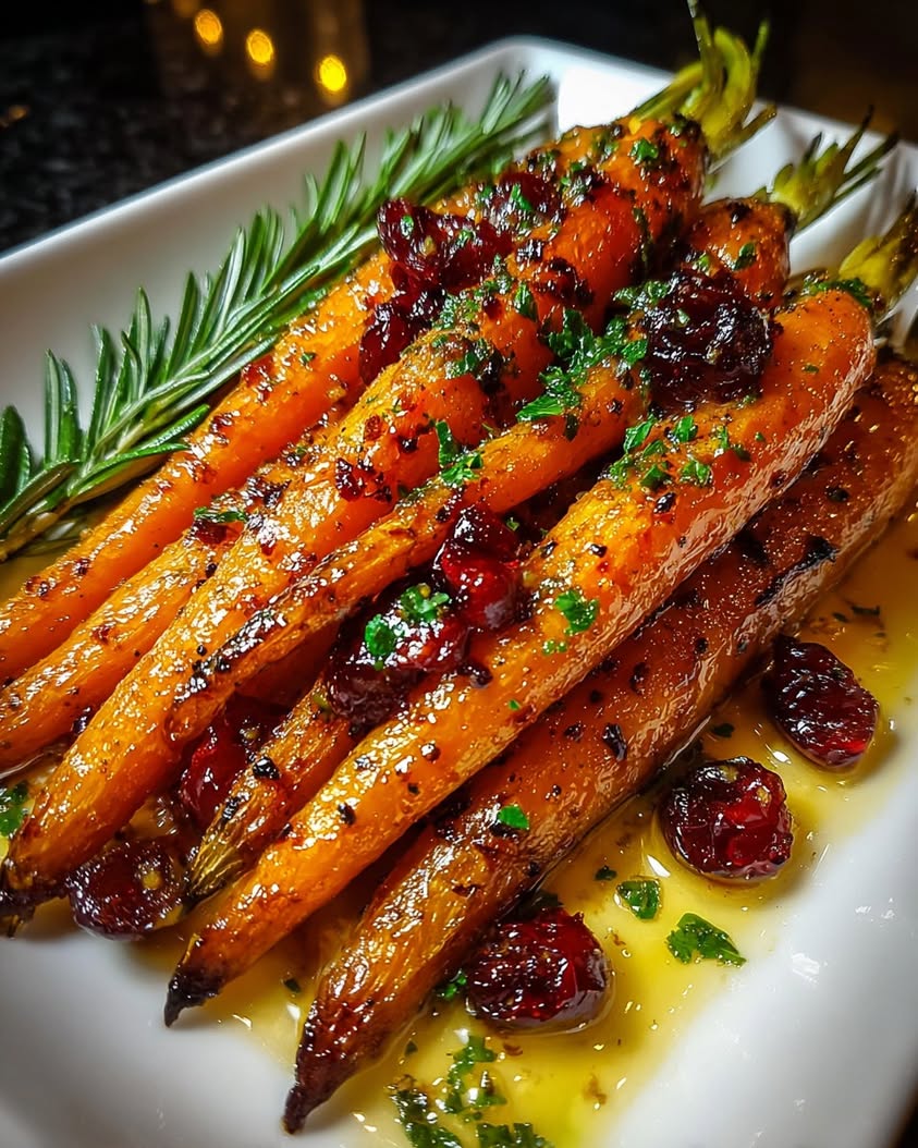 ginger maple roasted carrots cranberry butter
