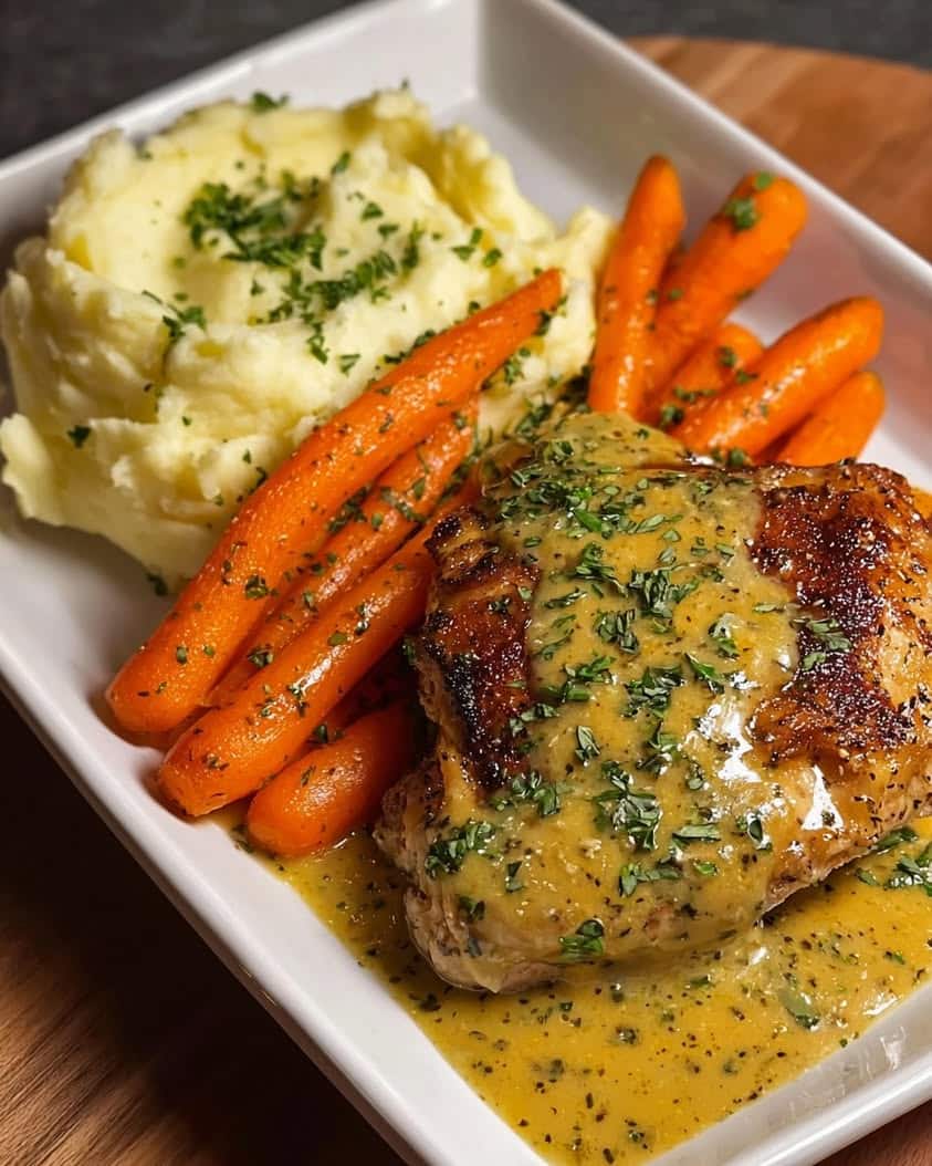 herb crusted chicken mustard cream sauce