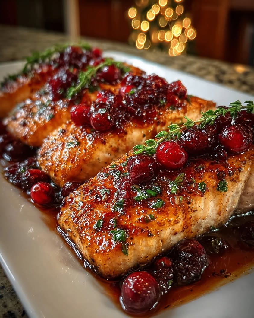 holiday glazed salmon cranberries