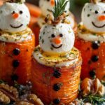 hot honey brie stuffed carrot snowmen