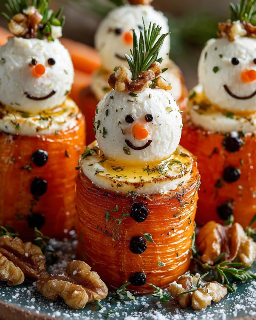 hot honey brie stuffed carrot snowmen