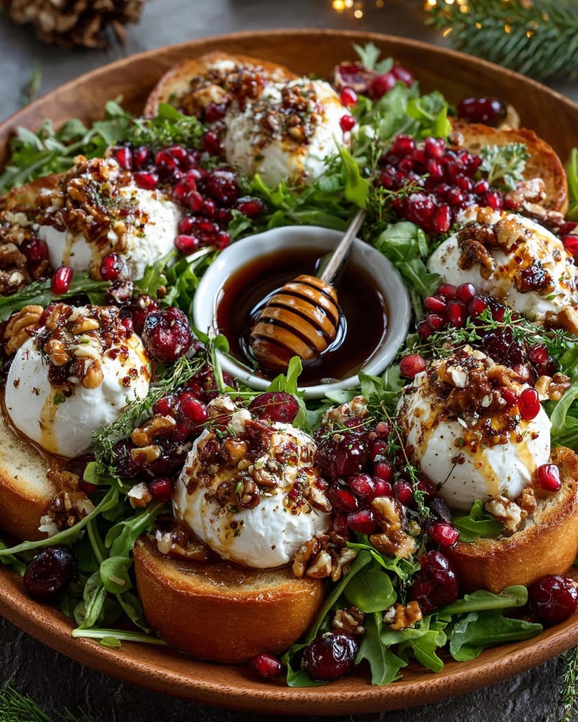 pomegranate cranberry burrata wreath
