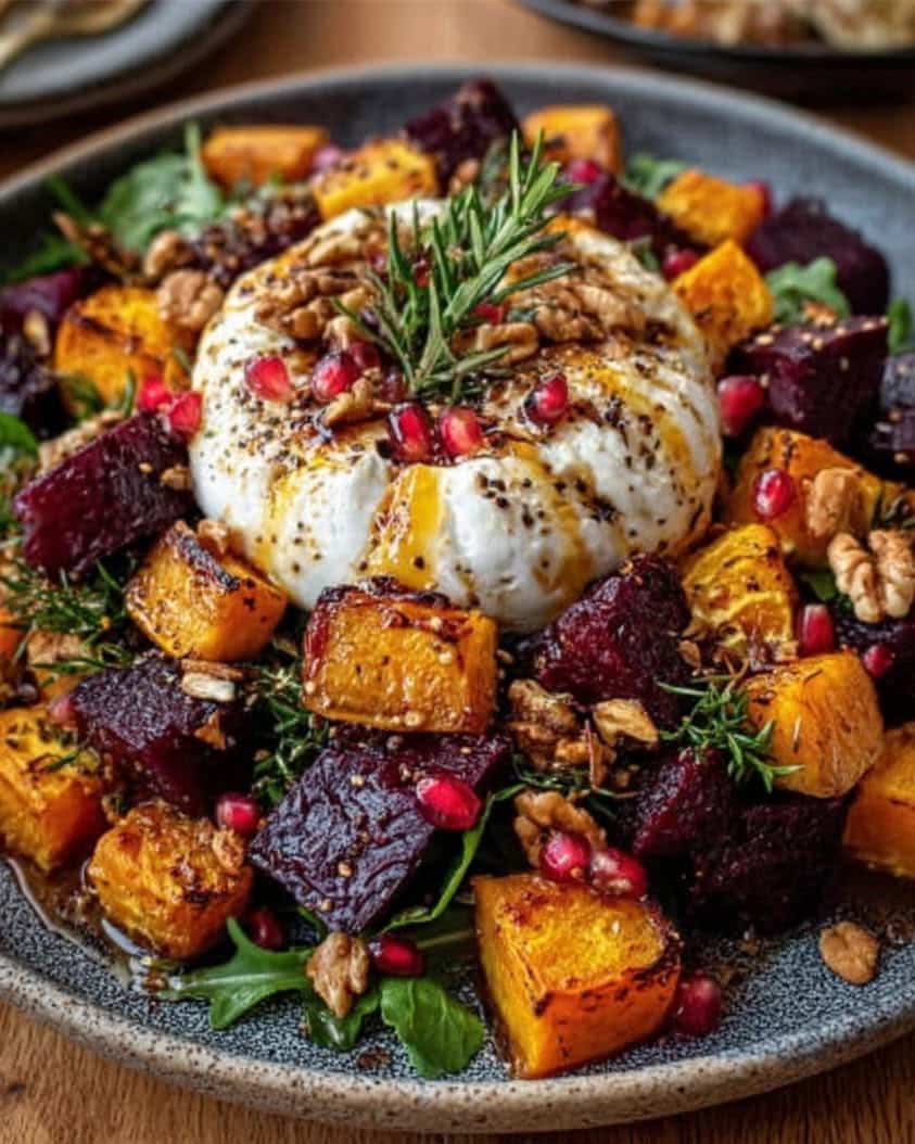 roasted beet butternut burrata nest