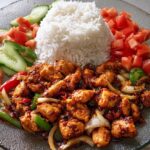 spicy garlic chicken steamed rice