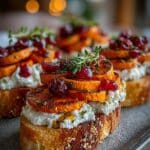 sweet potato apple crostini cranberry feta