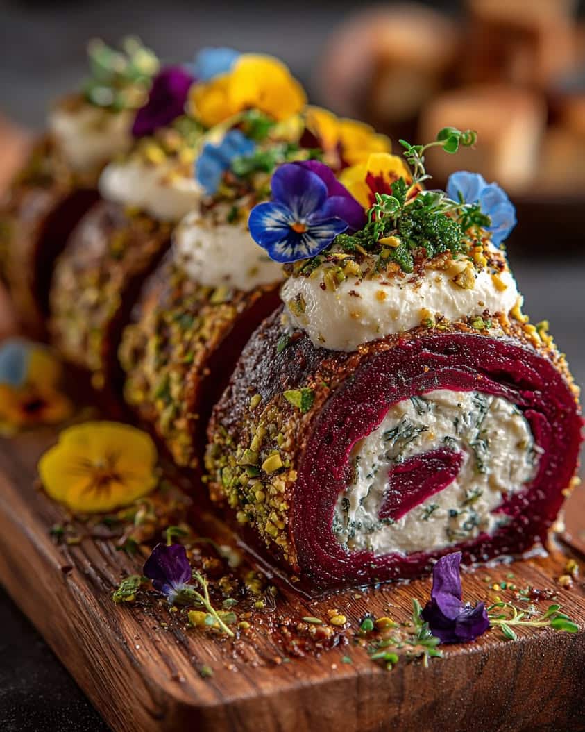 Roasted Beet Goat Cheese Log Appetizer Recipe