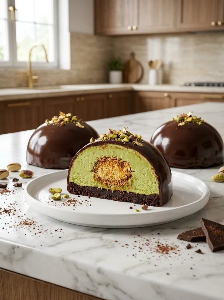 Dubai Chocolate Cheesecake Domes