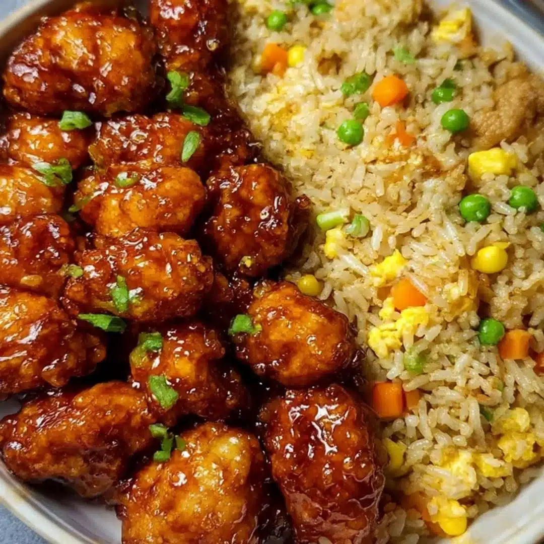 Hicken Meets Rice Crispy Honey Garlic Chicken Meets Fried Rice
